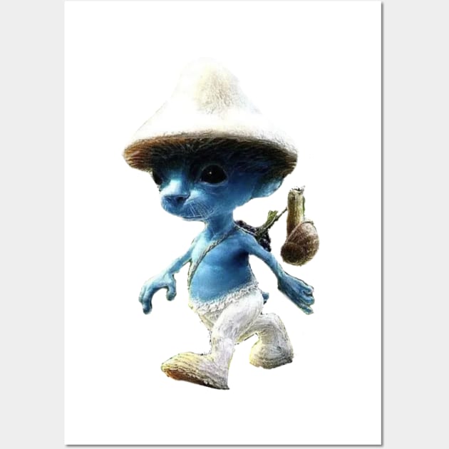 Smurf cat tiktok meme viral design Wall Art by artsuhana